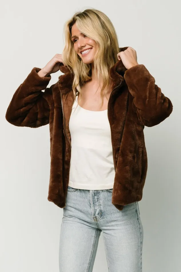 Women Outerwear Baltic Born Leeds Faux Fur Jacket Brown Women Outerwear Baltic Born Leeds Faux Fur Jacket Brown