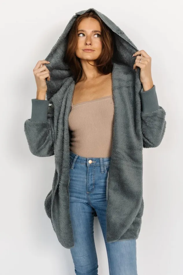 Women Outerwear Baltic Born Melrose Teddy Jacket Dusty Blue Women Outerwear Baltic Born Melrose Teddy Jacket Dusty Blue