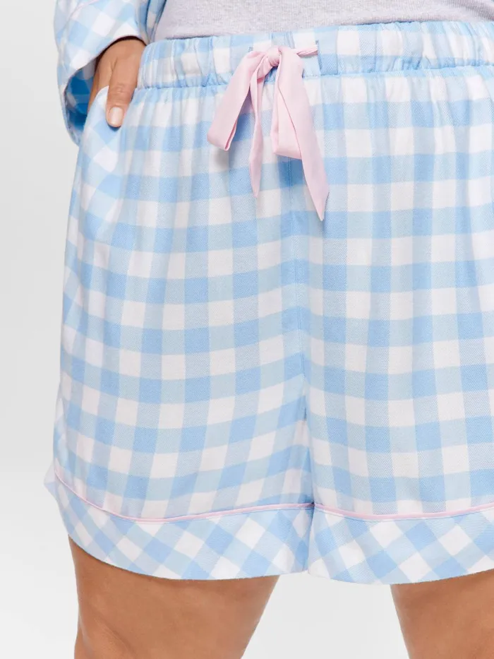 Women PA Plus Blue Gingham Flannelette Mid Short Multi Peter Alexander Shorts
