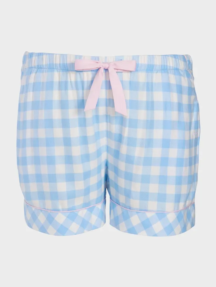 Women PA Plus Blue Gingham Flannelette Mid Short Multi Peter Alexander Shorts
