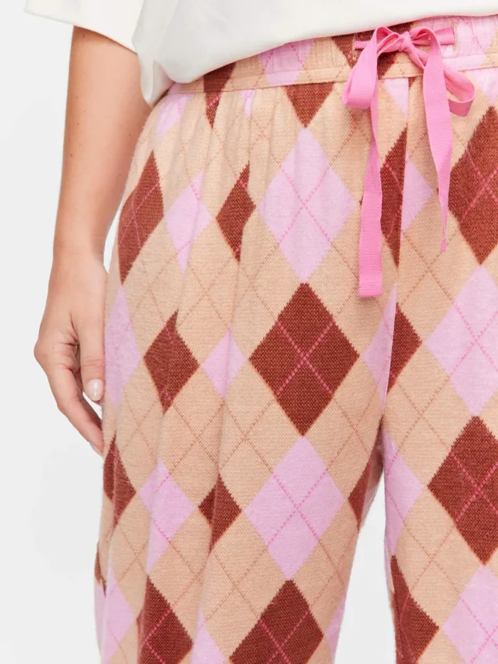 Women PA Plus Caramel Argyle Bamboo Flannelette Wide Leg Pj Pant Multi Peter Alexander Pants
