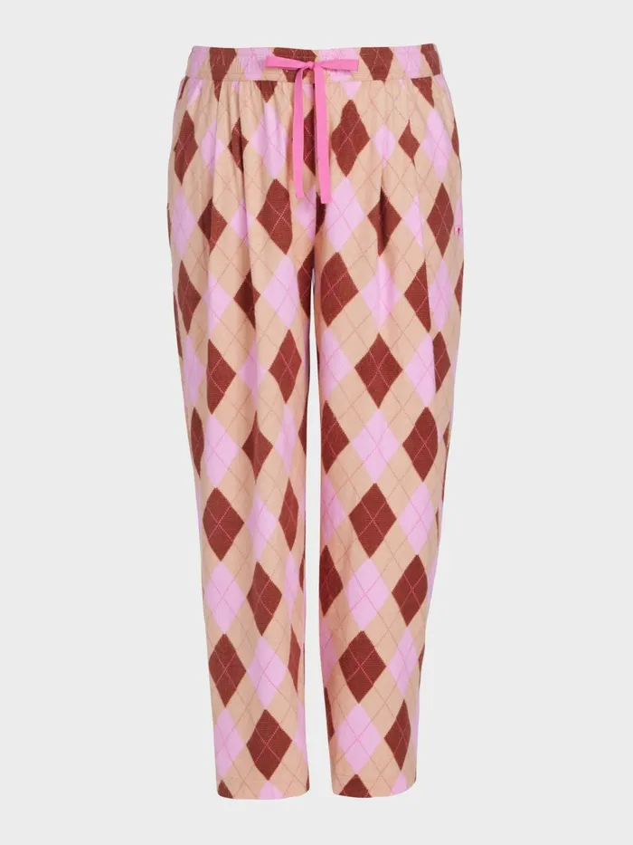 Women PA Plus Caramel Argyle Bamboo Flannelette Wide Leg Pj Pant Multi Peter Alexander Pants