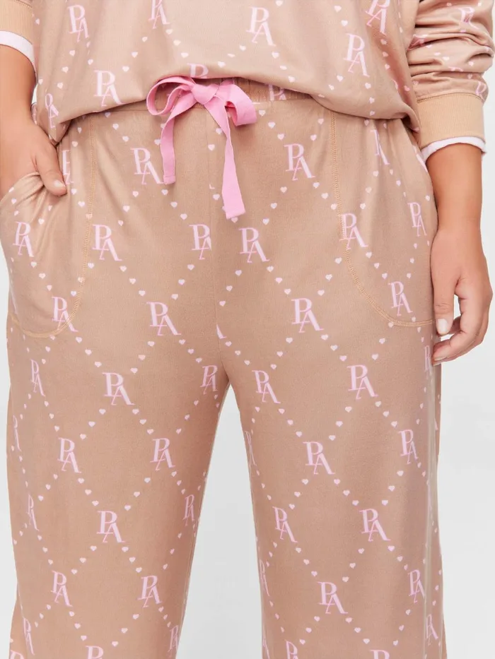 Women PA Plus Caramel Logo Plush Wide Leg Pj Pant Multi Peter Alexander Online Only Styles