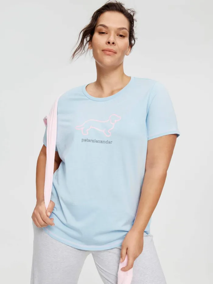 Women PA Plus Classic Penny Tee Grey Marle Peter Alexander Classic Tops