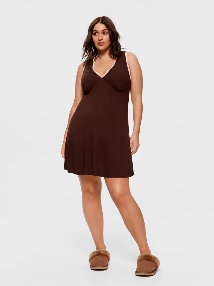 Women PA Plus Espresso Linen Lace Nightie Multi Peter Alexander Nighties