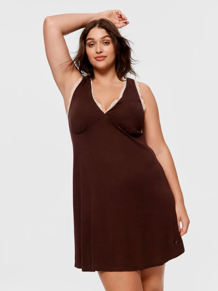 Women PA Plus Espresso Linen Lace Nightie Multi Peter Alexander Nighties