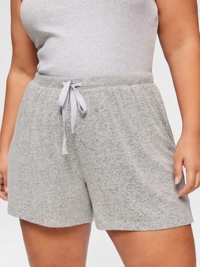 Women PA Plus Grey Fuzzy Mid Short Grey Marle Peter Alexander Shorts