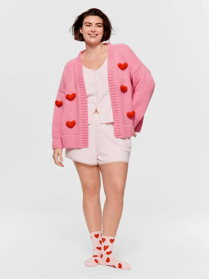 Women PA Plus Heart Pointelle Mini Short Pink Peter Alexander Shorts