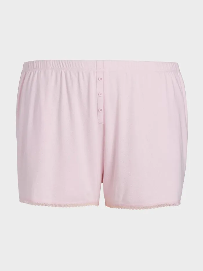 Women PA Plus Heart Pointelle Mini Short Pink Peter Alexander Shorts