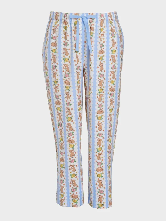 Women PA Plus Lilac Bunny Bamboo Flannelette Long Roll Up Pj Pant Multi Peter Alexander Pants