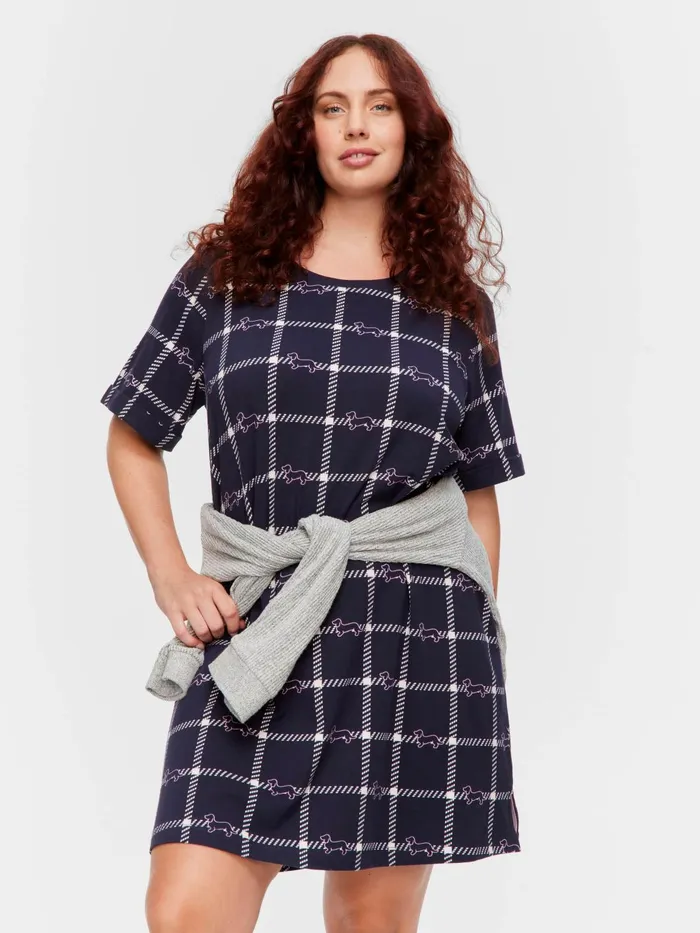 Women PA Plus Penny Windowpane Sleep Tee Navy Peter Alexander Nighties