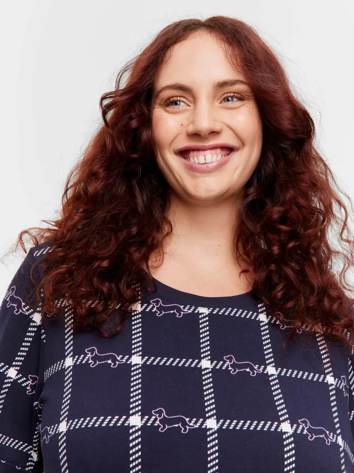 Women PA Plus Penny Windowpane Sleep Tee Navy Peter Alexander Nighties