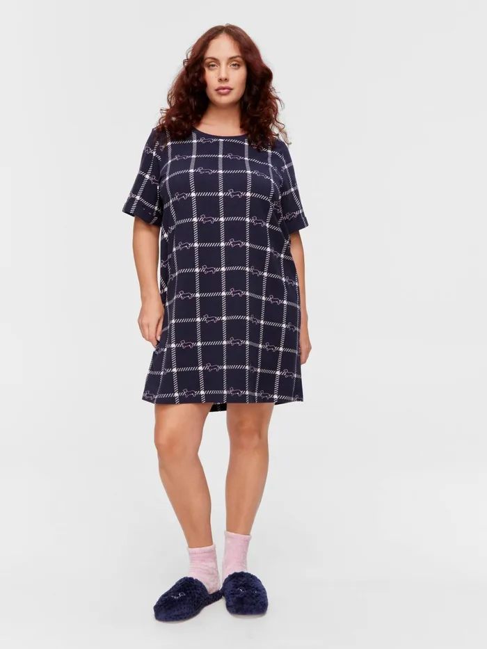 Women PA Plus Penny Windowpane Sleep Tee Navy Peter Alexander Nighties