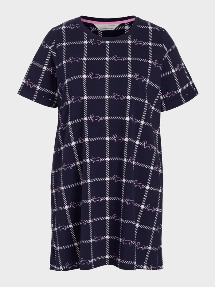 Women PA Plus Penny Windowpane Sleep Tee Navy Peter Alexander Nighties