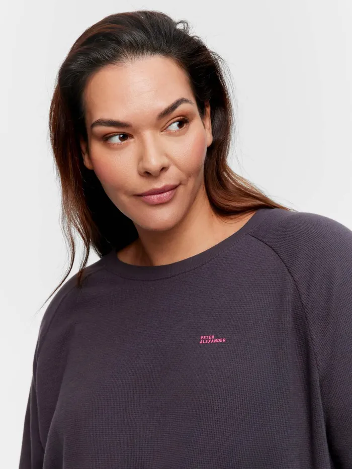 Women PA Plus Waffle Sweater Charcoal Peter Alexander Tops