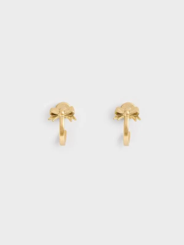 Women Paige Ribbon Stud Earrings 8211 Brush Gold CHARLES and KEITH Earrings