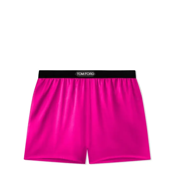 Women Pajamas and Robes Tom Ford Stretch Silk Satin Boxer Shorts Hot Pink
