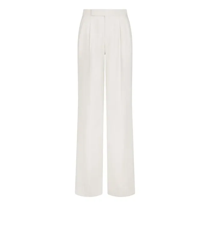 Women Pants and Shorts Tom Ford Double Silk Georgette Wide Leg Tailored Pants Chalk