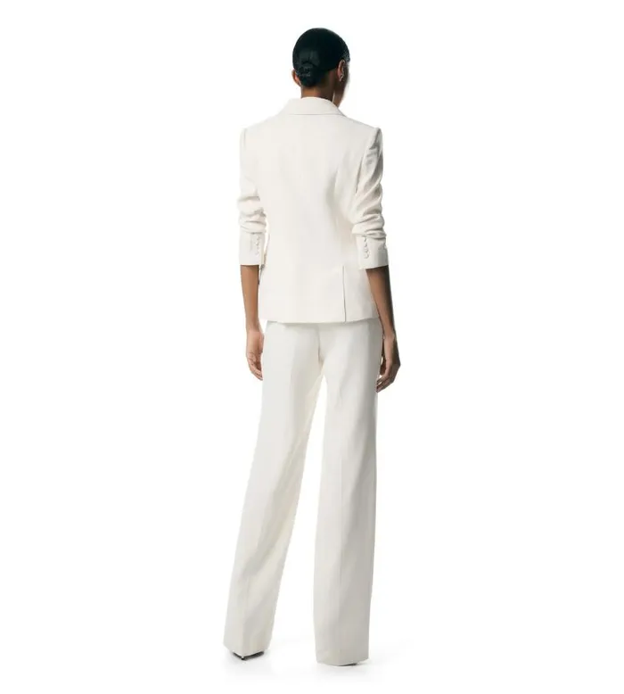 Women Pants and Shorts Tom Ford Double Silk Georgette Wide Leg Tailored Pants Chalk Women Pants and Shorts Tom Ford Double Silk Georgette Wide Leg Tailored Pants Chalk