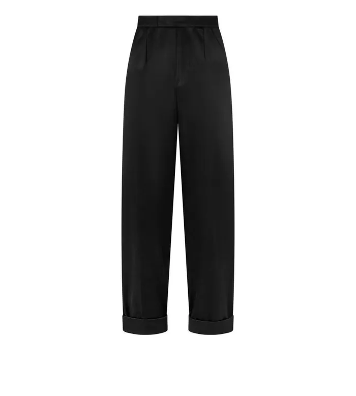 Women Pants and Shorts Tom Ford Silk Duchesse Boyfriend Fit Tailored Pants Black