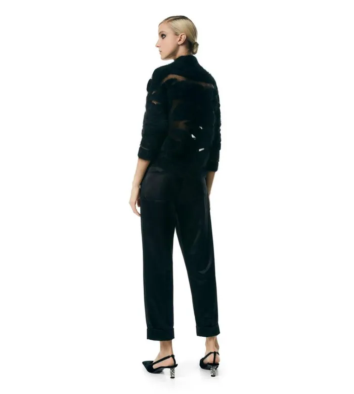 Women Pants and Shorts Tom Ford Silk Duchesse Boyfriend Fit Tailored Pants Black