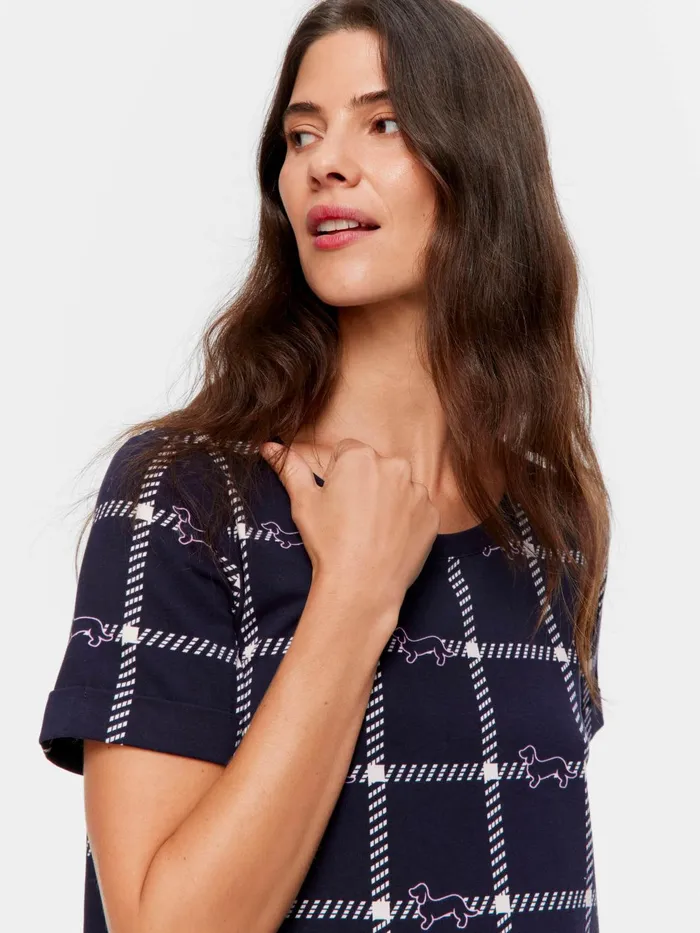 Women Penny Windowpane Sleep Tee Navy Peter Alexander Nighties
