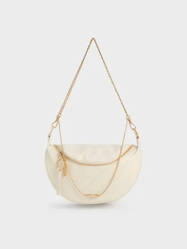 Women Philomena CrinkleEffect HalfMoon Crossbody Bag 8211 Cream CHARLES and KEITH Crossbody Bags Women Philomena CrinkleEffect HalfMoon Crossbody Bag 8211 Cream CHARLES and KEITH Crossbody Bags