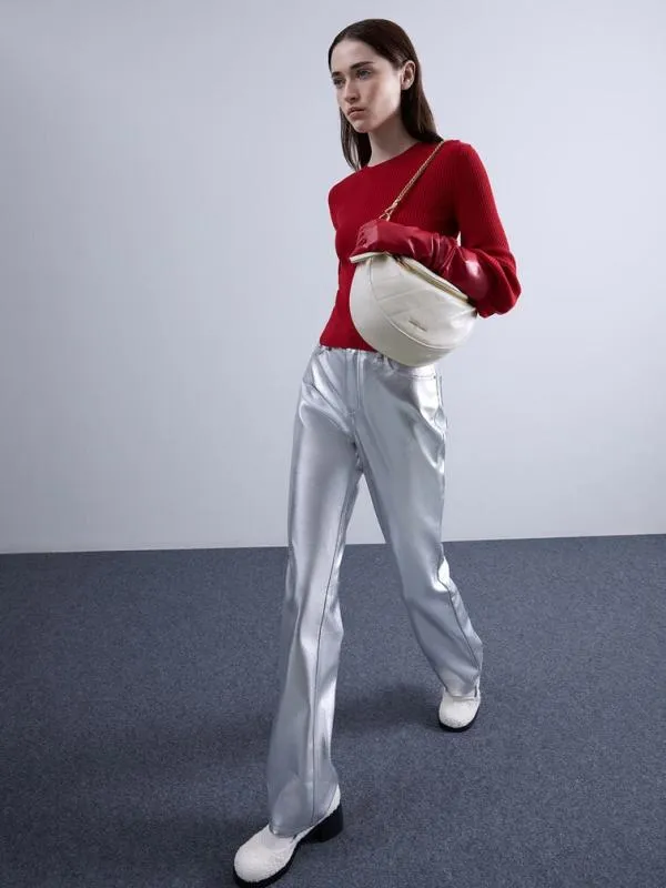 Women Philomena CrinkleEffect HalfMoon Crossbody Bag 8211 Cream CHARLES and KEITH Crossbody Bags