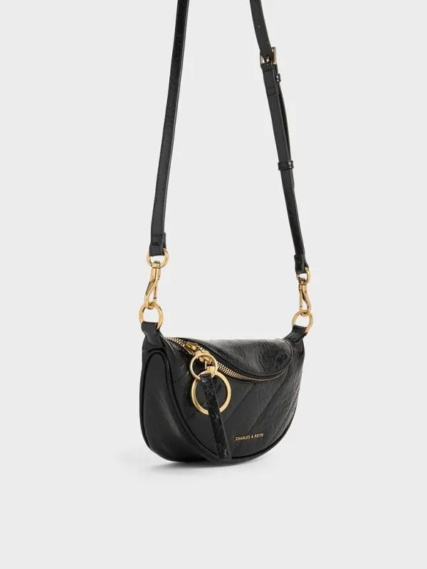 Women Philomena HalfMoon Crossbody Bag 8211 Black CHARLES and KEITH Crossbody Bags