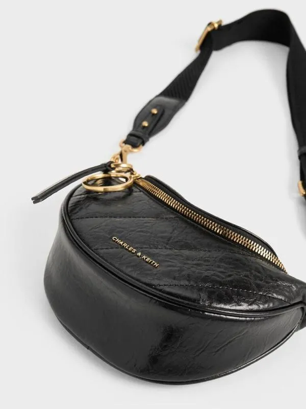 Women Philomena HalfMoon Crossbody Bag 8211 Black CHARLES and KEITH Crossbody Bags
