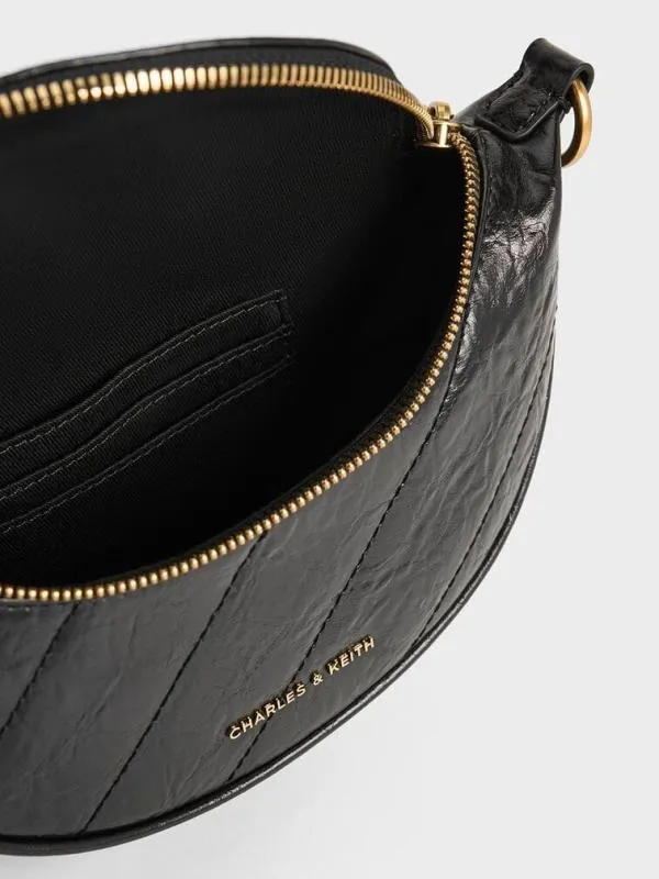 Women Philomena HalfMoon Crossbody Bag 8211 Black CHARLES and KEITH Crossbody Bags