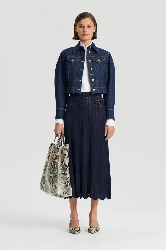 Women PLEAT LACE SKIRT NAVY Skirts Scanlan Theodore