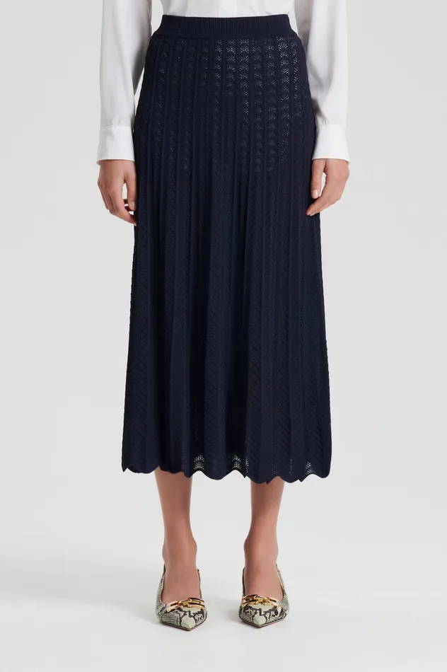 Women PLEAT LACE SKIRT NAVY Skirts Scanlan Theodore Women PLEAT LACE SKIRT NAVY Skirts Scanlan Theodore