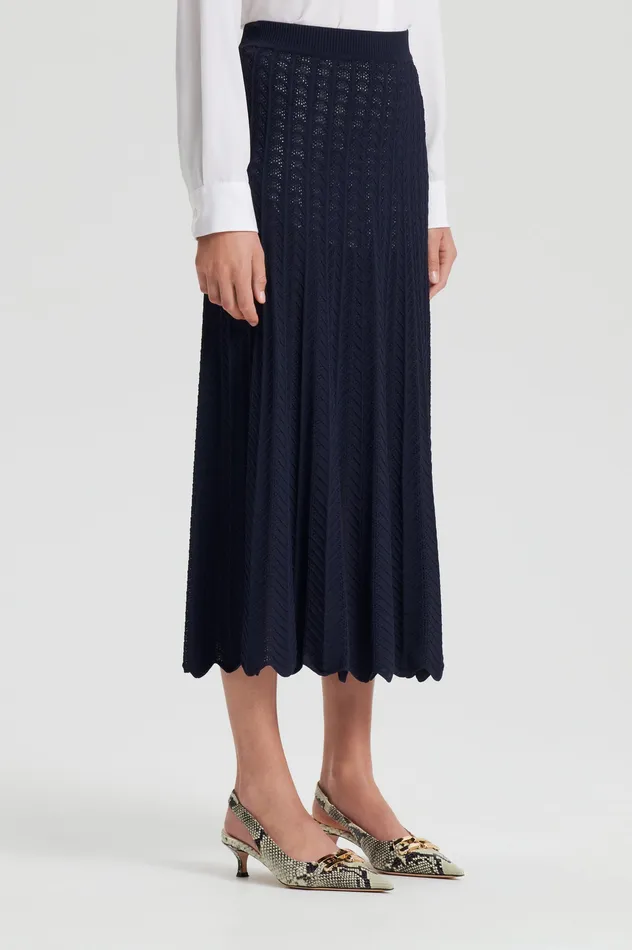 Women PLEAT LACE SKIRT NAVY Skirts Scanlan Theodore Women PLEAT LACE SKIRT NAVY Skirts Scanlan Theodore