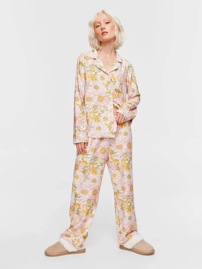 Women Pretty Floral Plush Long Pj Set Multi Peter Alexander Sets and Onesies