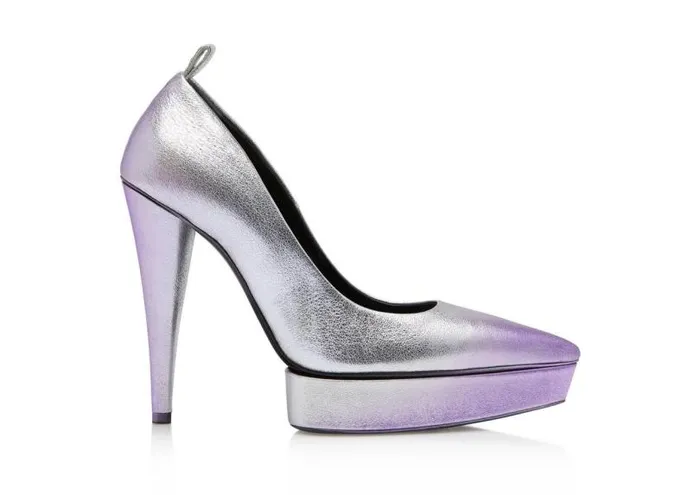 Women Pumps Tom Ford Laminated Leather Pump Silver Mauve