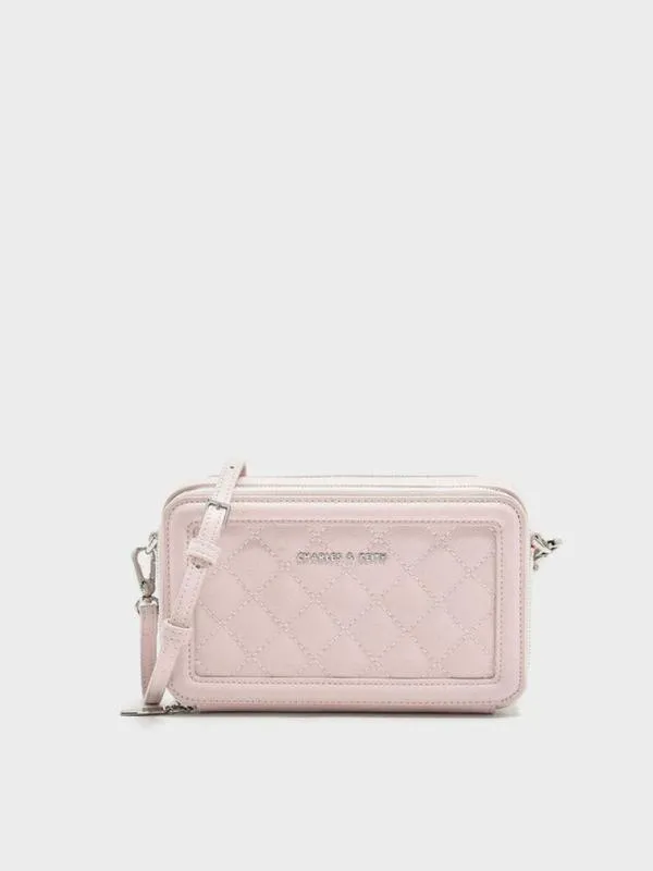 Women Quilted Boxy Long Wallet 8211 Pink CHARLES and KEITH Long Wallets