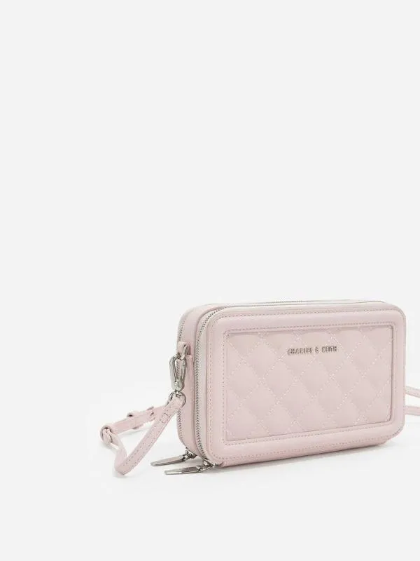 Women Quilted Boxy Long Wallet 8211 Pink CHARLES and KEITH Long Wallets