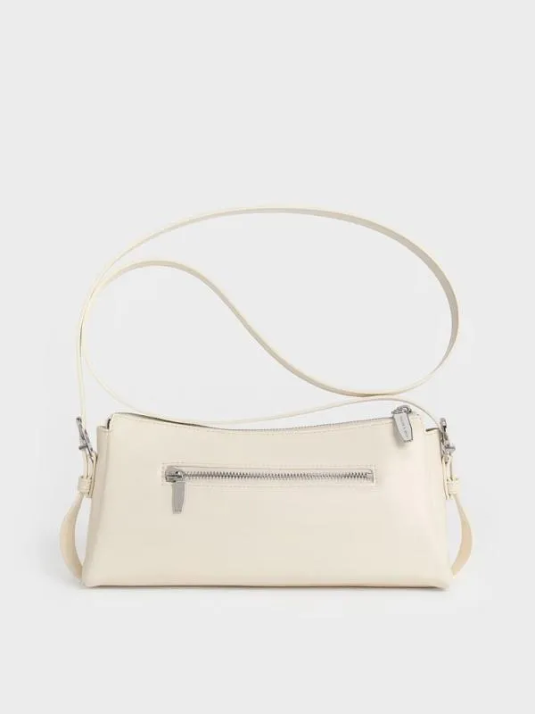 Women Rachel Elongated FrontPocket ChainHandle Bag 8211 Cream CHARLES and KEITH Shoulder Bags