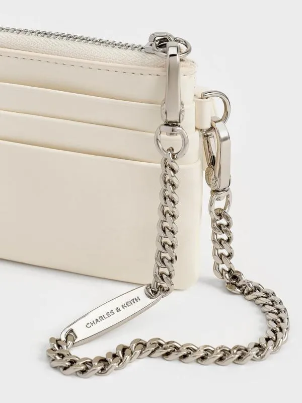 Women Rachel FrontPocket ZipAround Wallet 8211 Cream CHARLES and KEITH Card Holders