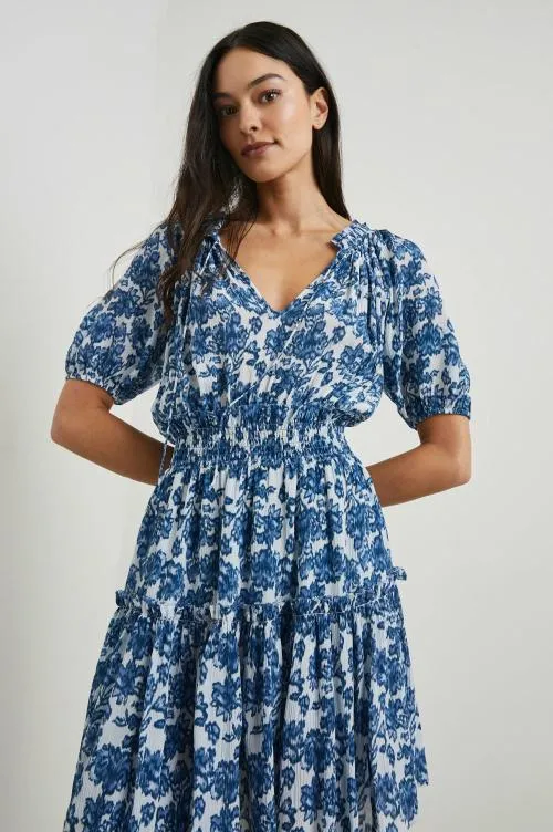 Women Rails Dresses and Rompers Fiorella Dress Chambray Floral Women Rails Dresses and Rompers Fiorella Dress Chambray Floral