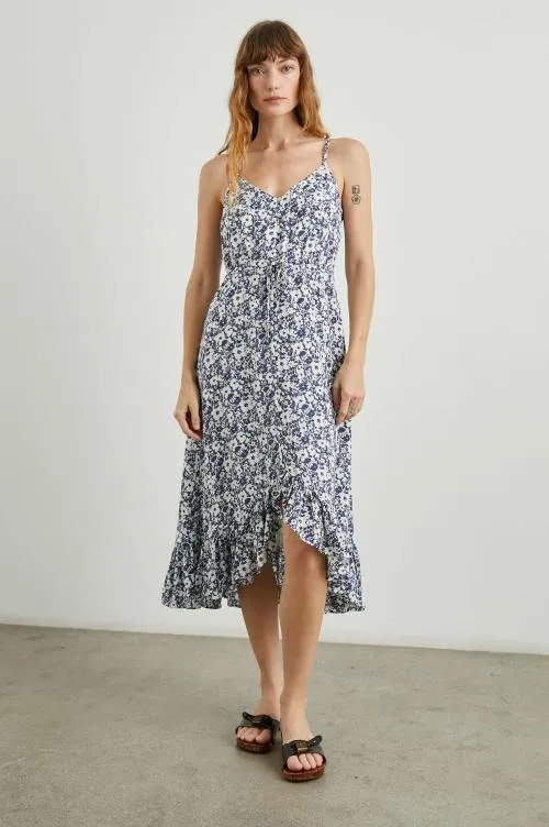 Women Rails Dresses and Rompers Frida Dress Navy White Texture Floral