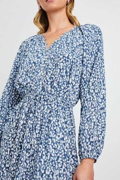 Women Rails Dresses and Rompers Linnea Dress Blue Mixed Cheetah Women Rails Dresses and Rompers Linnea Dress Blue Mixed Cheetah
