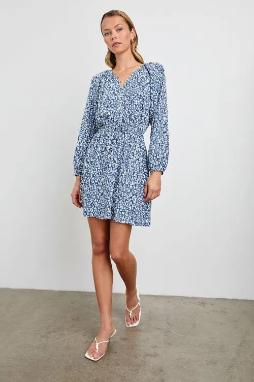 Women Rails Dresses and Rompers Linnea Dress Blue Mixed Cheetah Women Rails Dresses and Rompers Linnea Dress Blue Mixed Cheetah