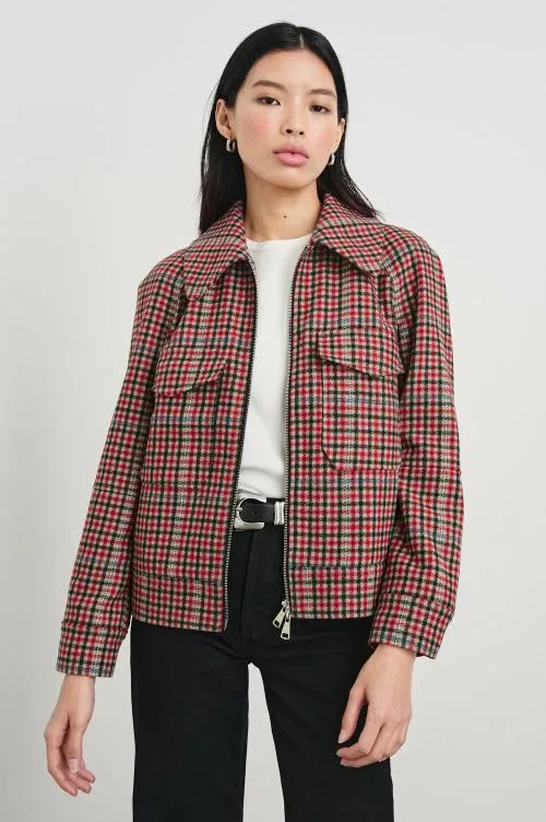 Women Rails Jackets and Coats Cheyenne Jacket Crimson Mini Check