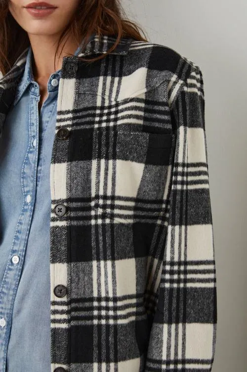 Women Rails Jackets and Coats Tripp Shirt Jacket Oyster Black Women Rails Jackets and Coats Tripp Shirt Jacket Oyster Black