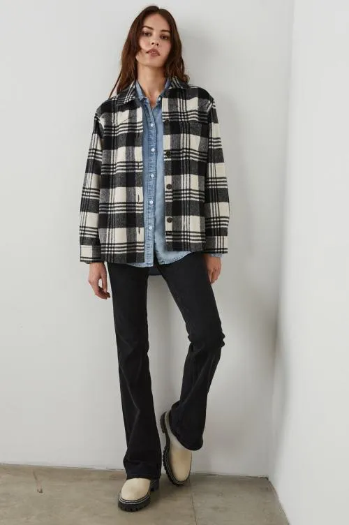 Women Rails Jackets and Coats Tripp Shirt Jacket Oyster Black Women Rails Jackets and Coats Tripp Shirt Jacket Oyster Black