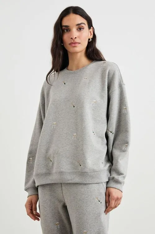 Women Rails Sleepwear and Lounge The Varsity Sweatshirt Champagne Embroidery