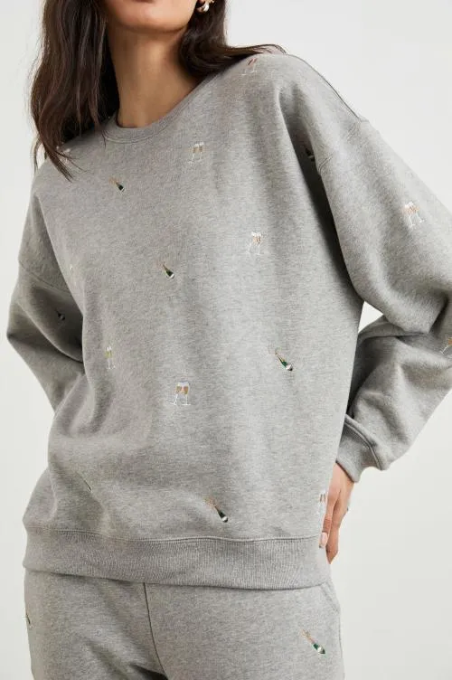 Women Rails Sleepwear and Lounge The Varsity Sweatshirt Champagne Embroidery Women Rails Sleepwear and Lounge The Varsity Sweatshirt Champagne Embroidery