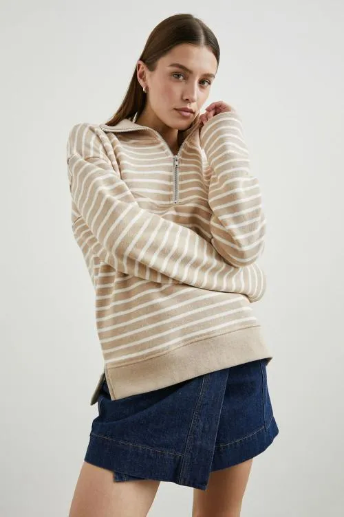 Women Rails Sweaters Parker Sweatshirt Heather Beige Stripe Women Rails Sweaters Parker Sweatshirt Heather Beige Stripe
